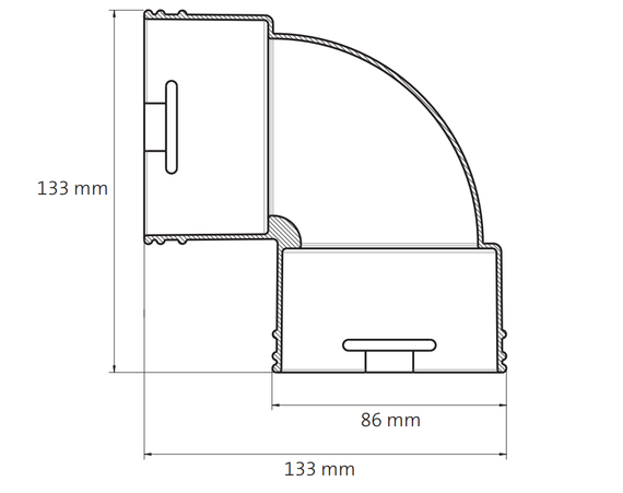 Угол 90 градусов AirDS, 75 мм