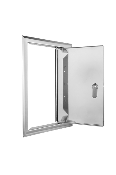 Люк из нержавеющей стали с замком ЛНЗ 300х400 матовый