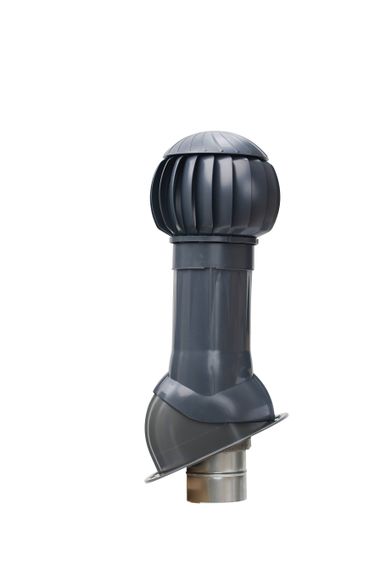 Готовый комплект, изолированный для фальцевой и готовой кровли из битумной черепицы d 150/160 мм, цвет серый графит RAL 7024, серия Twister