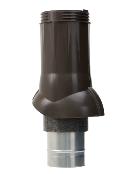 Готовый комплект, изолированный для фальцевой и готовой кровли из битумной черепицы d 125/160 мм, цвет темно-коричневый RAL 8019, RR 32, серия Twister