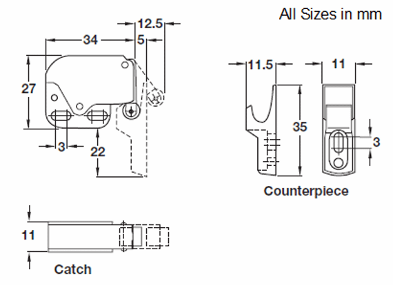 Нажимная защелка для люков Mini Latch Hafele