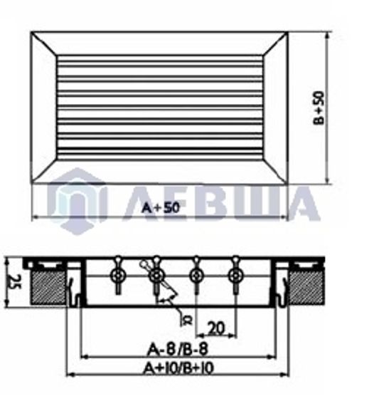 Решетка однорядная алюминиевая RAG 500х300