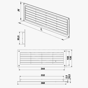 Решетка накладная 370х130 мм VENTS МВ 350