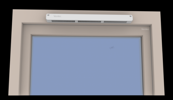 Оконный приточный клапан Ventec VT 325 RAL 7016 с контролем потока воздуха и акустической шумоизоляцией