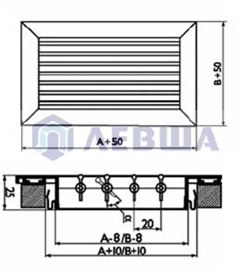 Решетка однорядная алюминиевая RAG 300х100