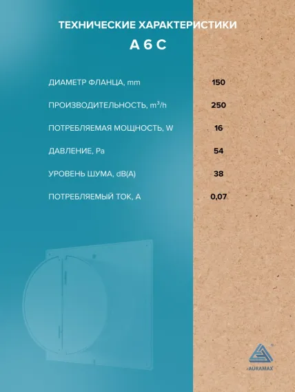 Вентилятор накладной A D150 обр.клапан AURAMAX