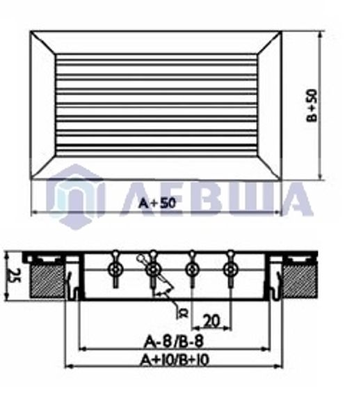Решетка однорядная алюминиевая RAG 200х200