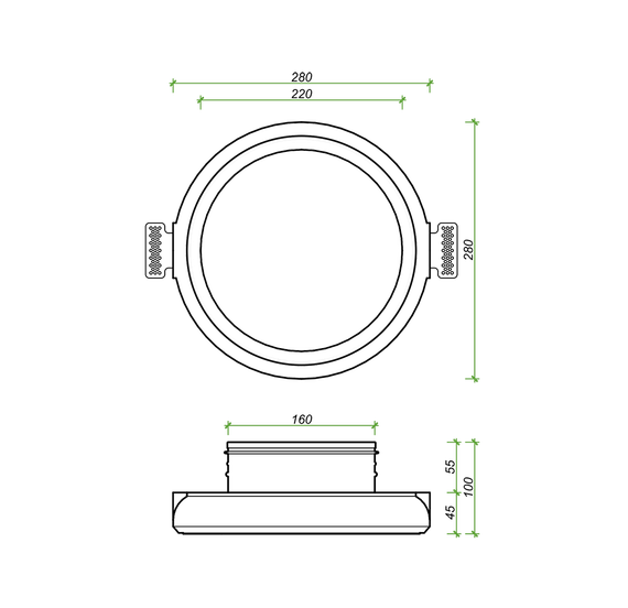 Диффузор под покраску скрытого монтажа SECRET RING D160мм