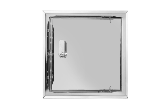 Люк из нержавеющей стали с замком ЛНЗ 150х150 зеркальный
