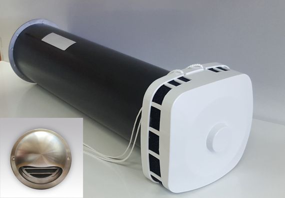 Клапан Инфильтрации Воздуха Airone КИВ-К 125 1м с выходом стенным из нержавеющей стали и квадратным оголовком