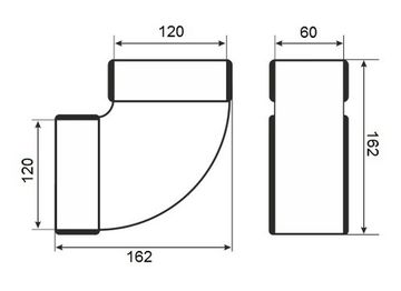 Колено КГП 60х120 горизонтальное пластик ERA