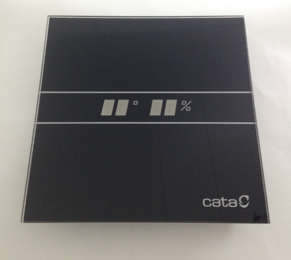 Накладной вентилятор Cata E 100 GTH Bk Black черный (Таймер, датчик влажности, термометр, дисплей) + обратный клапан