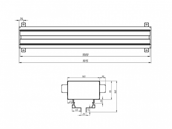 Flexag SH-1-1000-25-B щелевой диффузор с КСД под гипсокартон, черный
