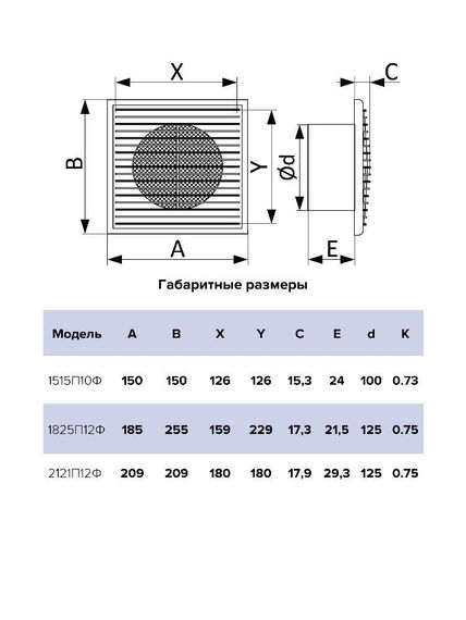 Решетка вентиляционная ПФ фланец D125 разъемная 209х209 пластик ERA