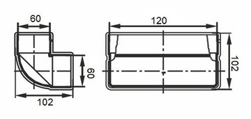 Колено КВП 60х120 вертикальное пластик ERA