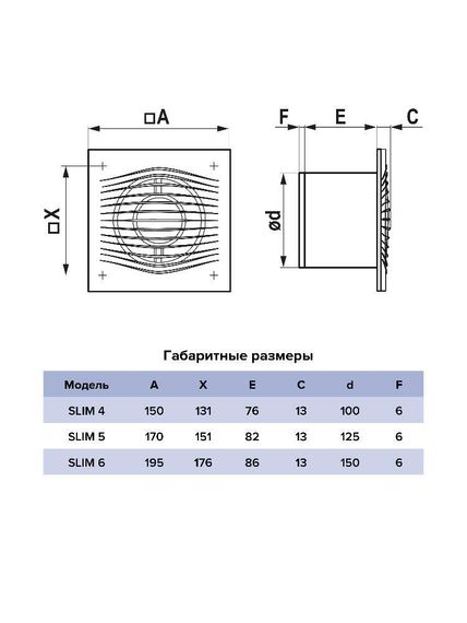 Вентилятор накладной SLIM D100 обратный клапан Obsidian DICITI