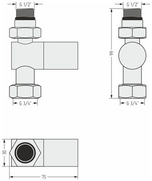 Вентиль прямой (цилиндр) G 1/2" НР х G 3/4" НГ (Золотой шёлк)