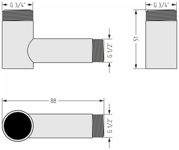 Уголок переходной Стилье (G 3/4" НР х G 1/2" НР)