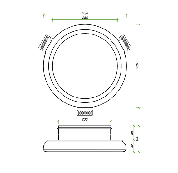 Диффузор под покраску скрытого монтажа SECRET RING D200мм