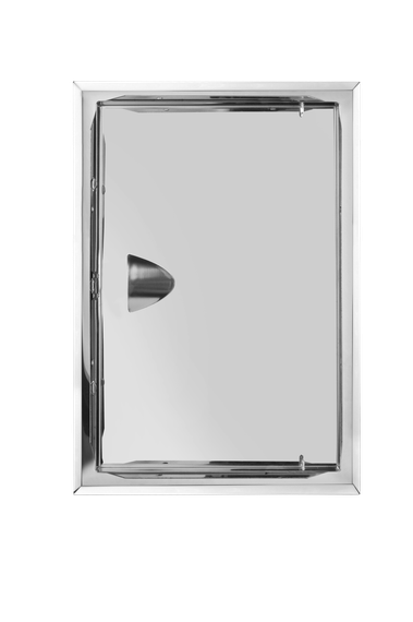 Люк из нержавеющей стали с ручкой ЛНР 300х400 зеркальный