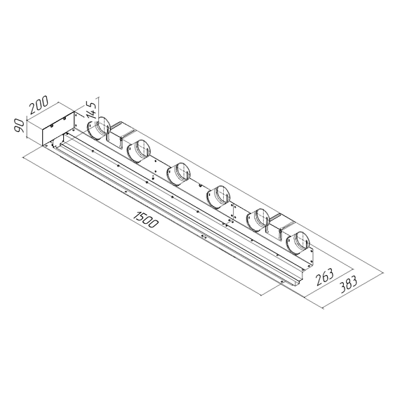 Provent VPNDG 1500х25/75х6 щелевой диффузор для гипсокартона с КСД на 6 выходов