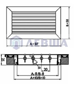Решетка с горизонтальными жалюзи Diaflex RAG 400х100