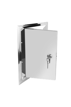 Люк из нержавеющей стали с замком ЛНЗ 300х400 зеркальный