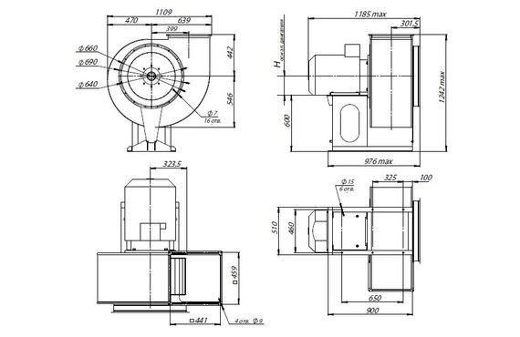 Вентилятор радиальный ВЦ 14-46 (ВР-280-46) №6,3 (11кВт/750об) Среднего давления