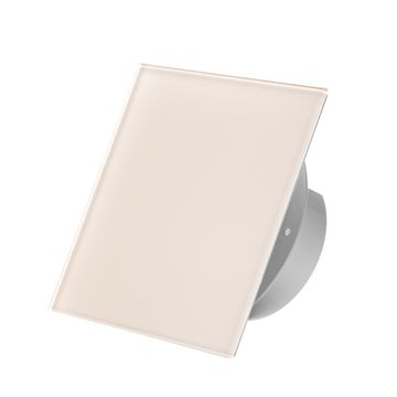 Вытяжной тонкий вентилятор SlimVent МV 100, стекло квадрат бежевый глянец